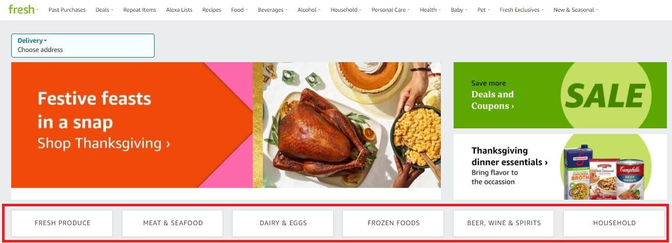 Products available on Amazon Fresh